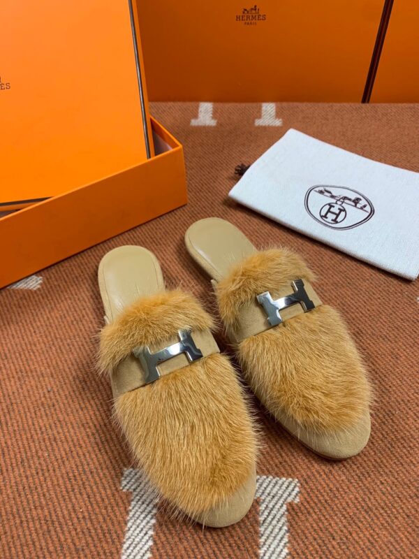 Hermes Mules in Mink Fur (Fully Handmade)