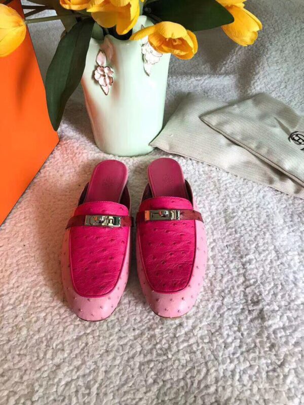 Hermes Mules in Ostrich(Fully Handmade)