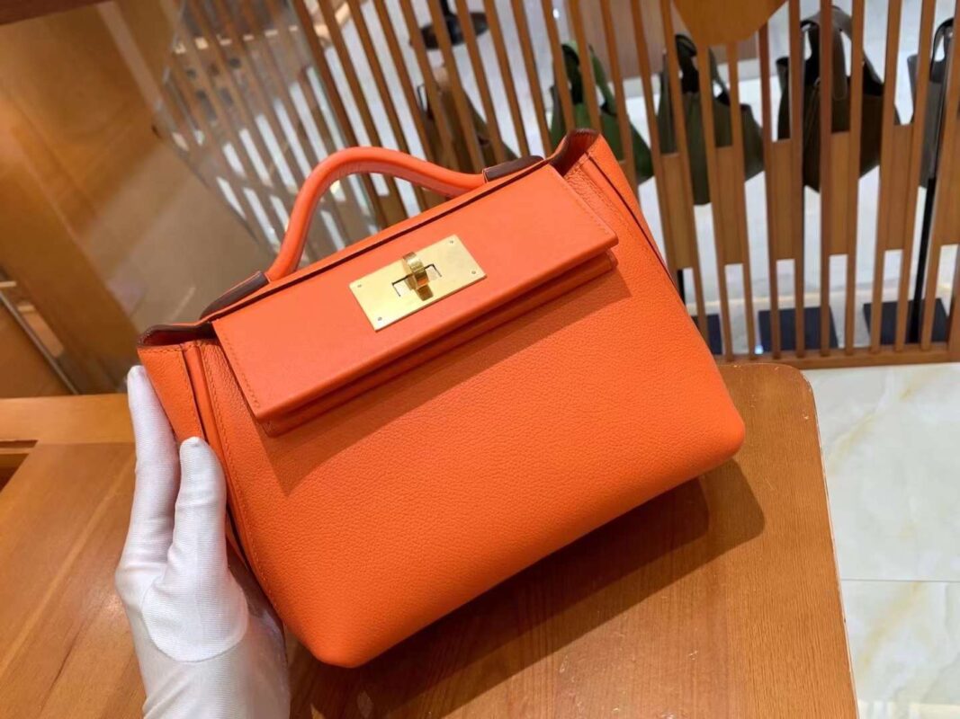 Hermes Mini 24/24 in Orange Evercolor