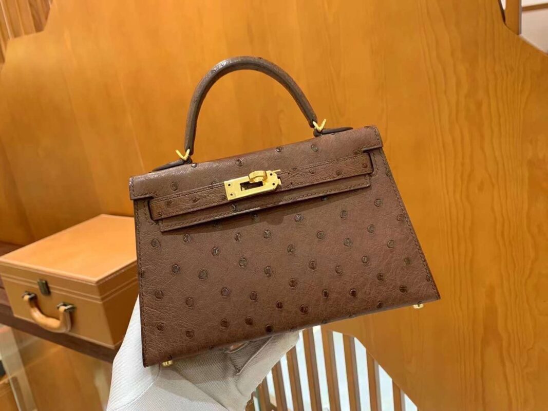 Mini Kelly Ostrich Marron
