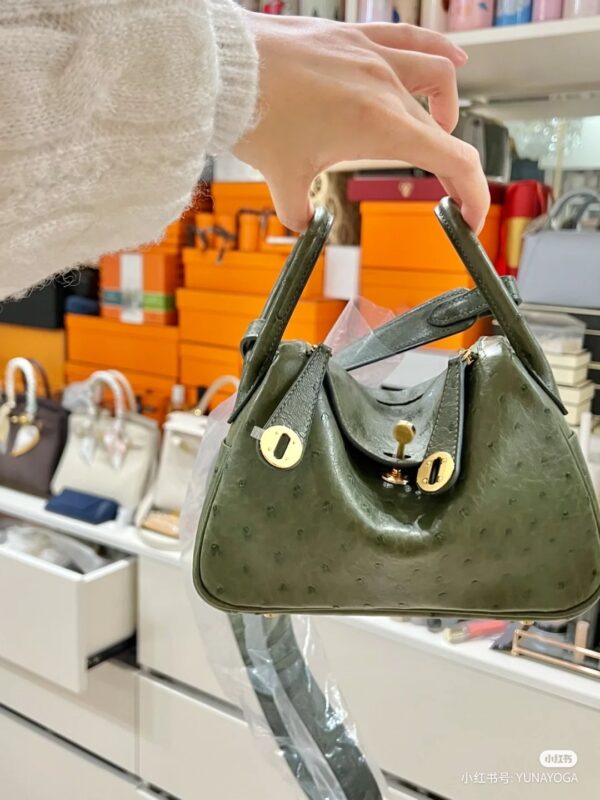 Mini Lindy Ostrich in Olive Green