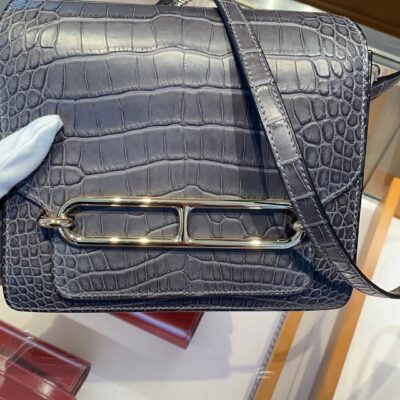 Roulis Mini Matte Crocodile in Noir