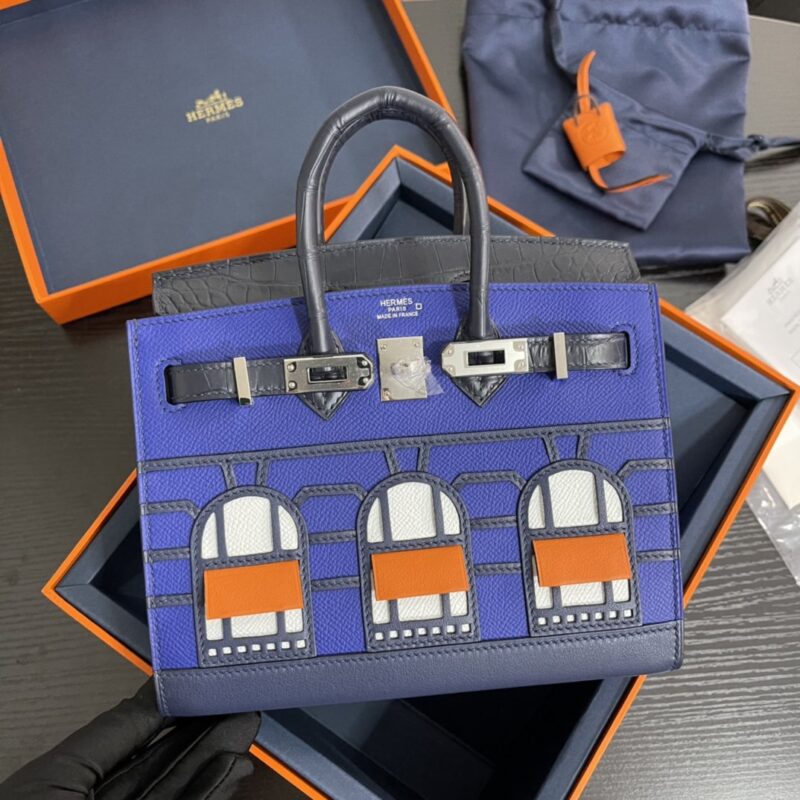 Birkin Faubourg 20 in Bleu Electrique Epsom&Bleu Nuit Croco