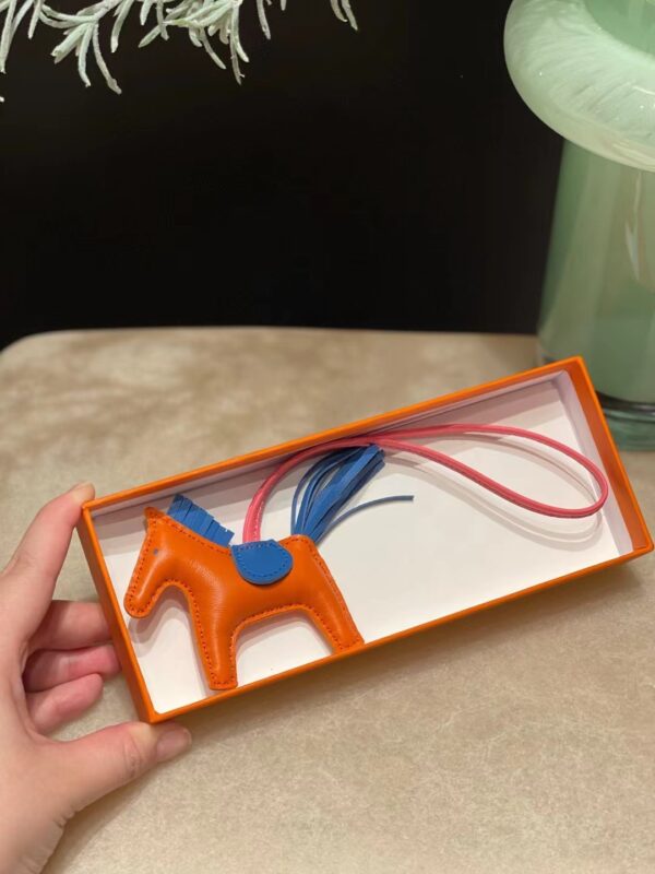 Hermes Rodeo PM Charm Milo Lambskin in Feu/Bleu Electrique/Rose Sakura