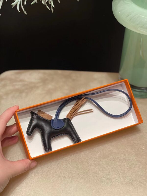 Hermes Rodeo PM Charm Milo Lambskin in Noir/Chaï/Marine Bleu