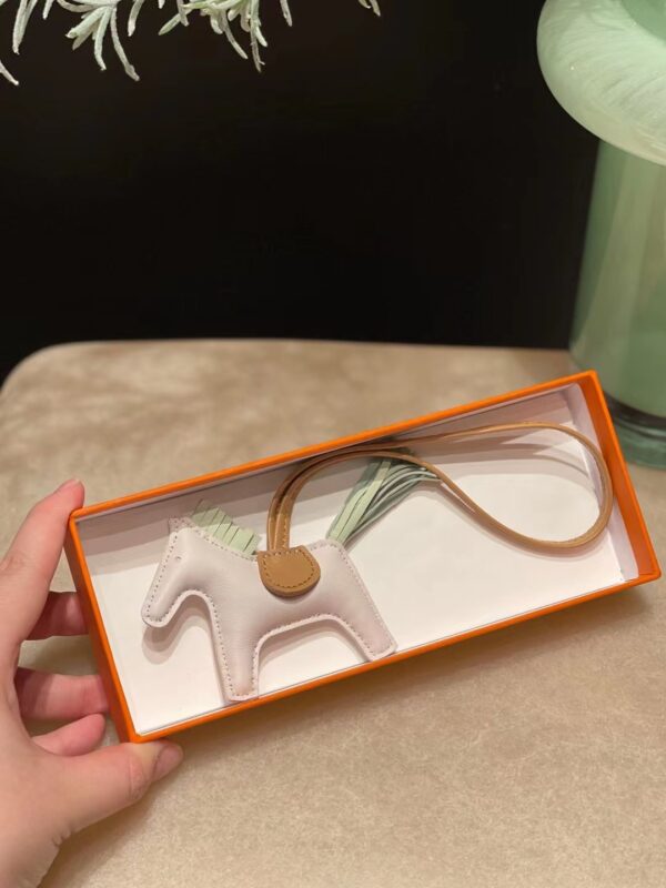 Hermes Rodeo PM Charm Milo Lambskin in Dragée/Aqua/Chaï