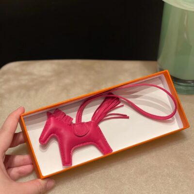 Hermes Rodeo PM Charm Milo Lambskin in Rose Extreme