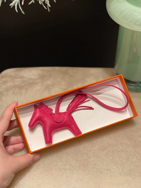 Hermes Rodeo PM Charm Milo Lambskin in Rose Extreme