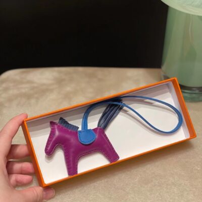 Hermes Rodeo PM Charm Milo Lambskin in Anemone/Bleu de Malte/Mykonos