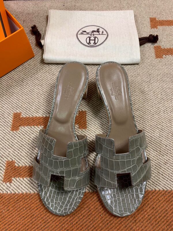 Hermes Oasis Sandals in Croco (Fully Handmade)