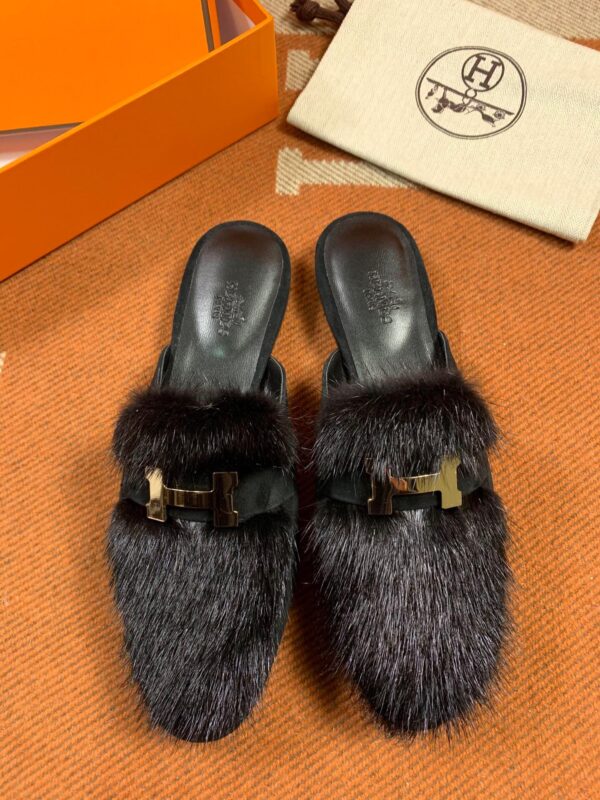 Hermes Mules in Mink Fur (Fully Handmade)