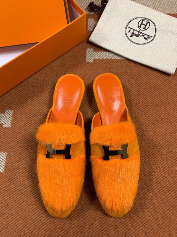 Hermes Mules in Mink Fur (Fully Handmade)