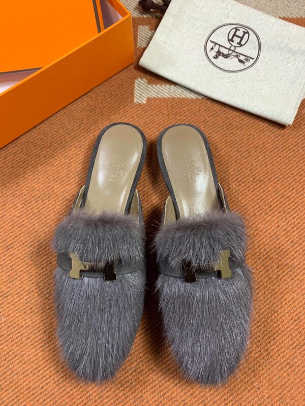Hermes Mules in Mink Fur (Fully Handmade)
