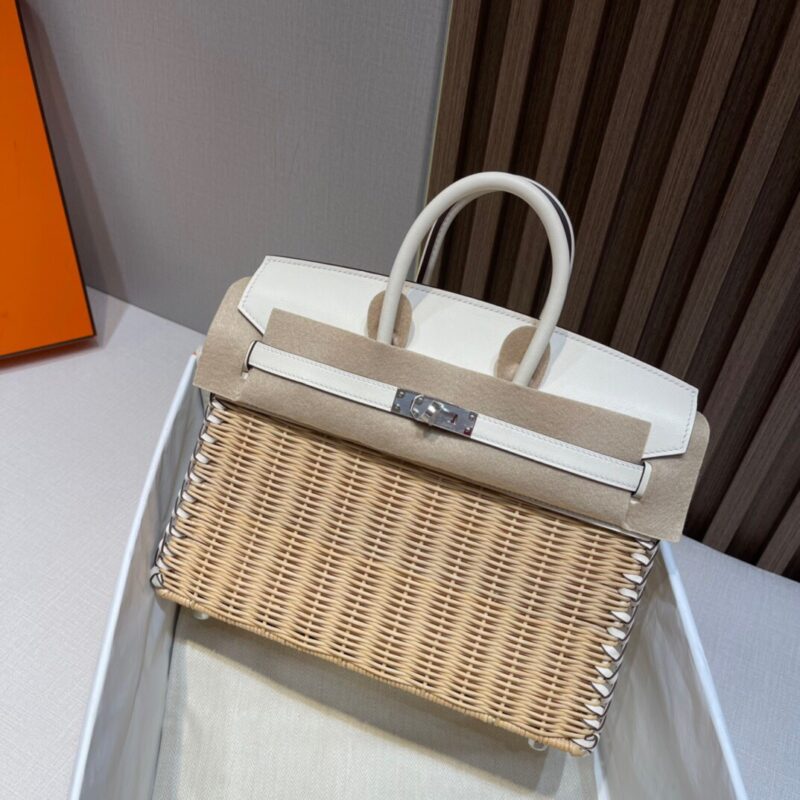 Birkin 25 Picnic Osier Wicker&Swift Craie