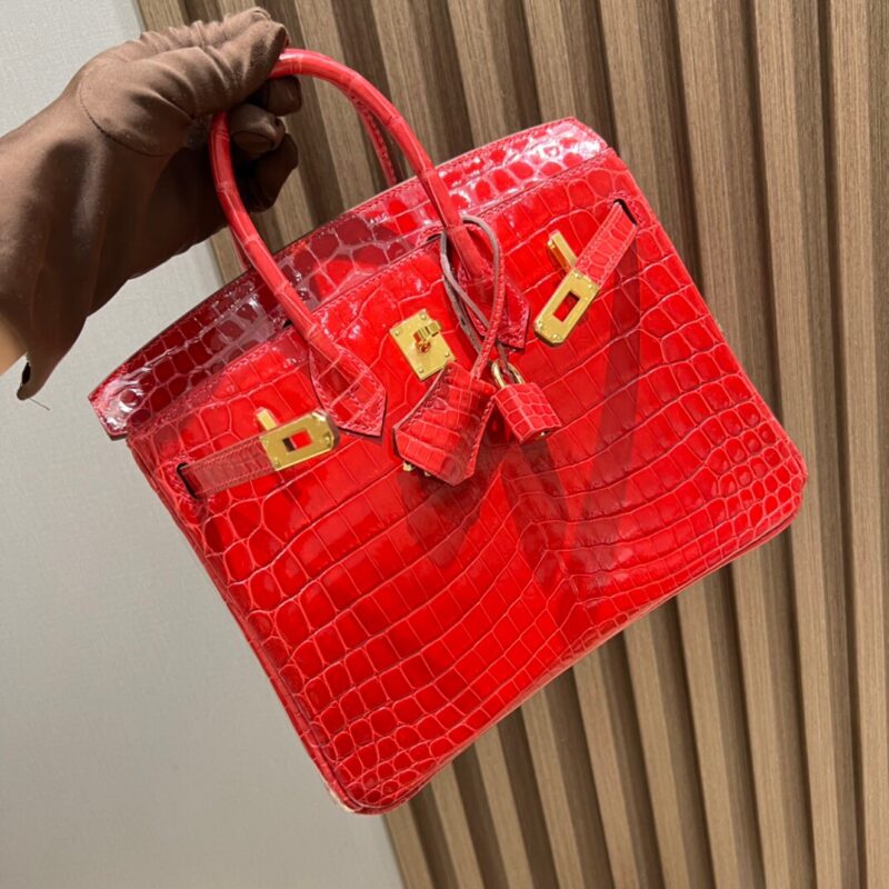 Birkin 25 Nile Crocodile Glossy in Braise Red Ferarri