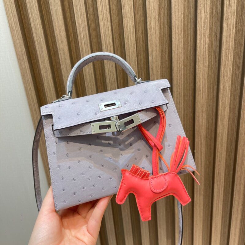 Mini Kelly Ostrich in Purple