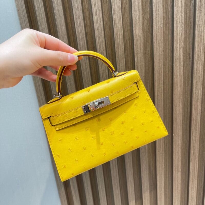 Mini Kelly Ostrich in Lime