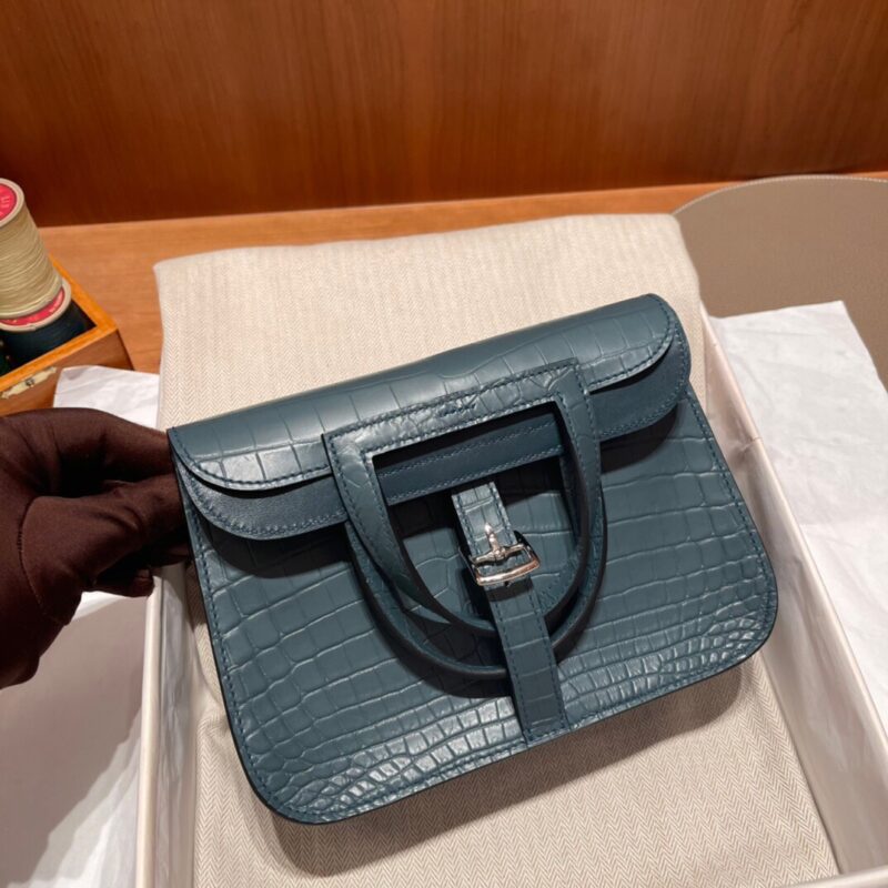 Halzan Mini 22 Matte Nile Crocodile in Blue