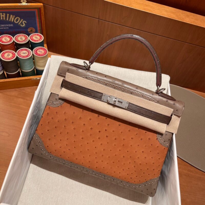 Birkin 30 Ostrich in Golden Brown&Etoupe&Chocolat