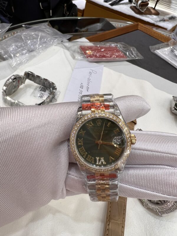 Rolex Steel Watch with Diamonds