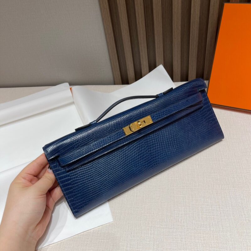 Kelly Cut 31 Lizard in Bleu Saphire