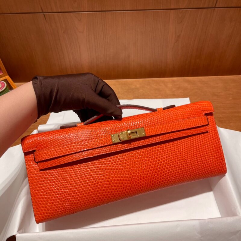 Kelly Cut 31 Lizard in Rouge de Feu