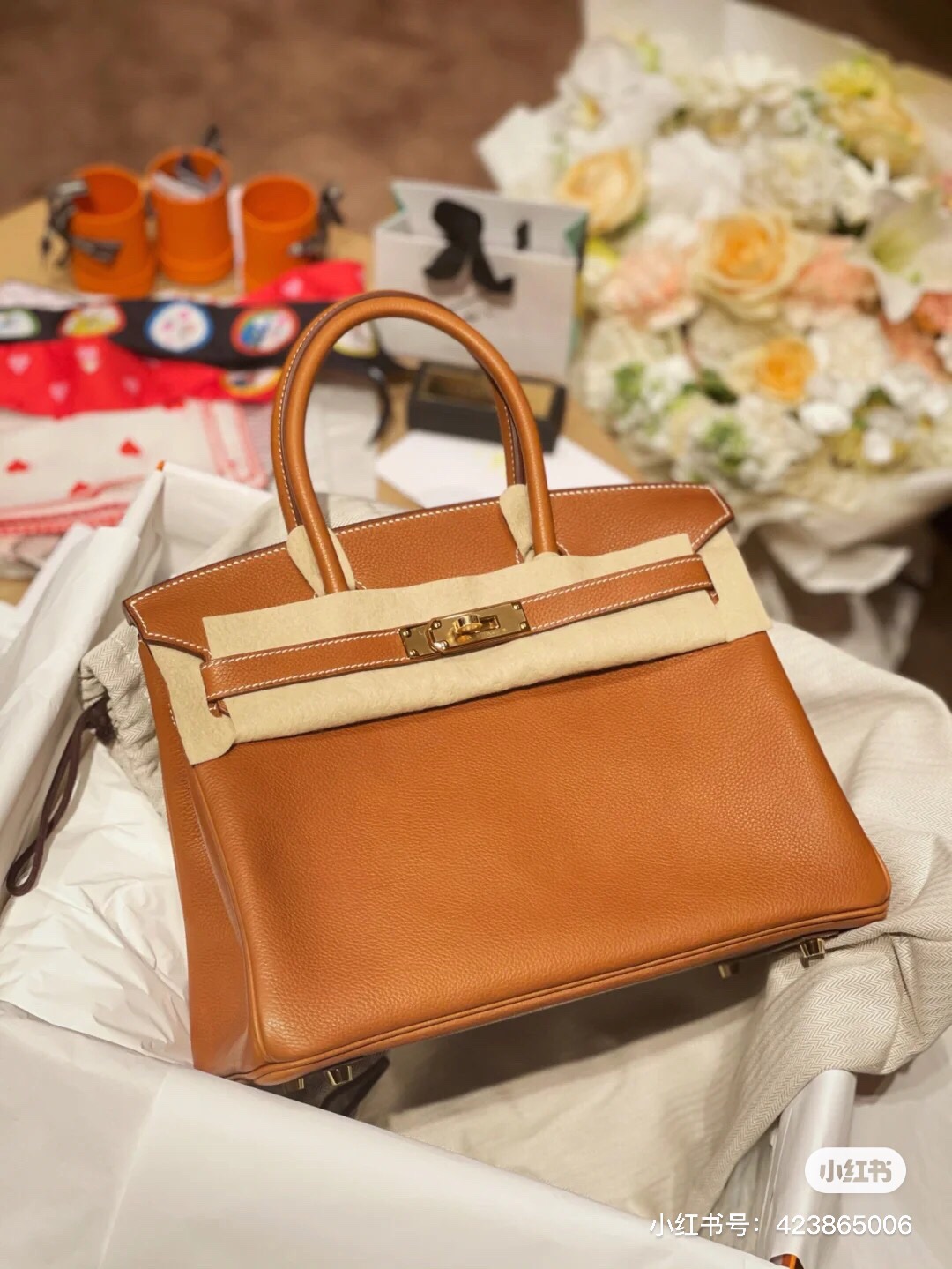 img_7243 Birkin 25 Jonathan Leather in Golden Brown - Image 1