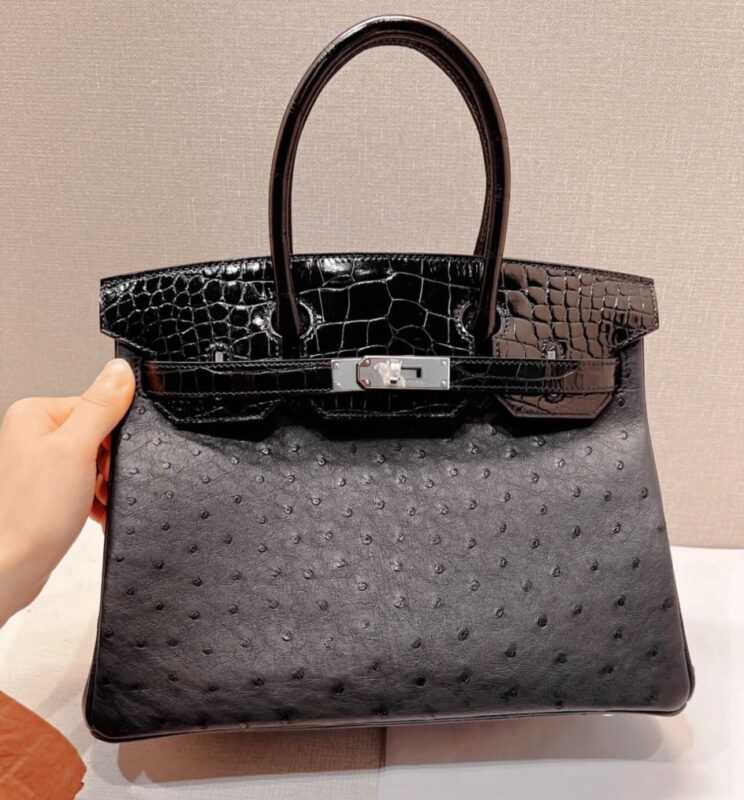 Birkin 30 Ostrich&Crocodile in Noir