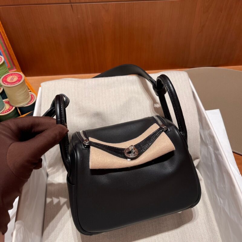 Mini Lindy Touch American Croco Noir