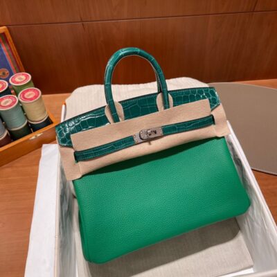 Birkin Touch 25 Nile Crocodile Emerald Green