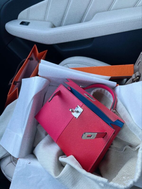 Mini Kelly Casaque Epson in Rose Extreme&Rouge de Coeur&Bleu Zanzibar