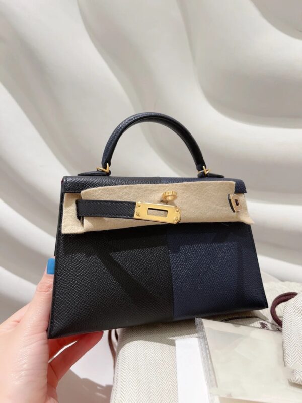 Mini Kelly Casaque Epsom in Noir&Indigo&Rouge H