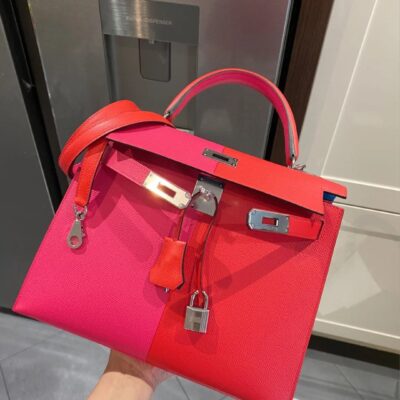 Kelly Casaque 28 Epsom in Rose Extreme&Rouge de Coeur&Bleu Zanzibar