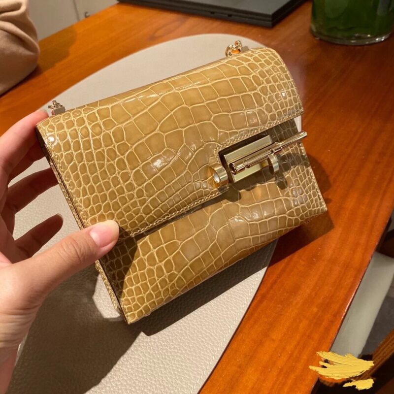 Verrou Mini in Beige Crocodile