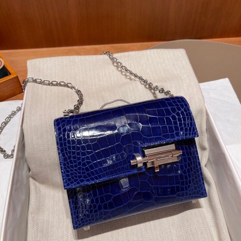 Verrou Mini Shiny Electric Blue Alligator