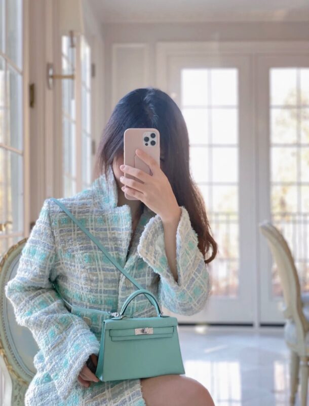 Kelly 25 in Aqua Chevre Mysore