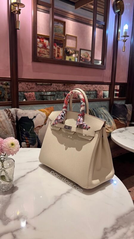 Birkin 25 Epsom in Craie