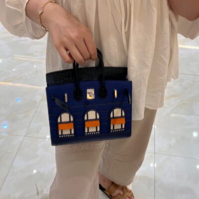 Birkin Faubourg 20 Epsom&Crocodile in Blue&Black