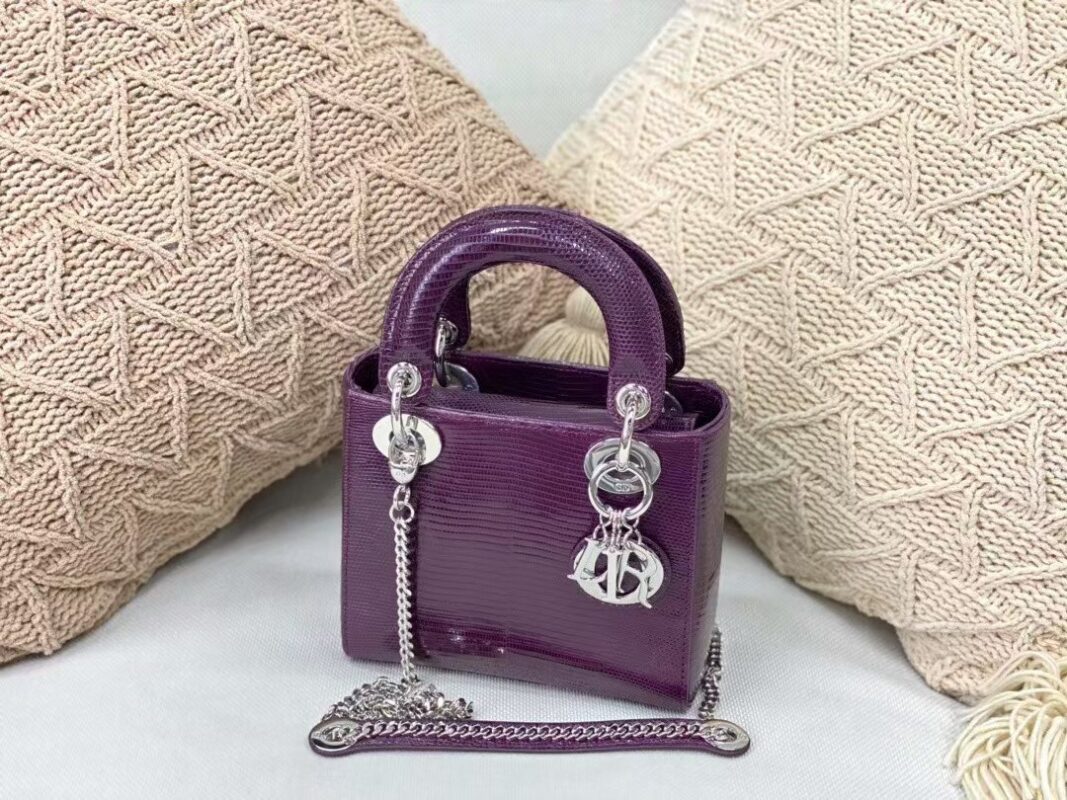 Mini Lady Dior in Purple Lizard