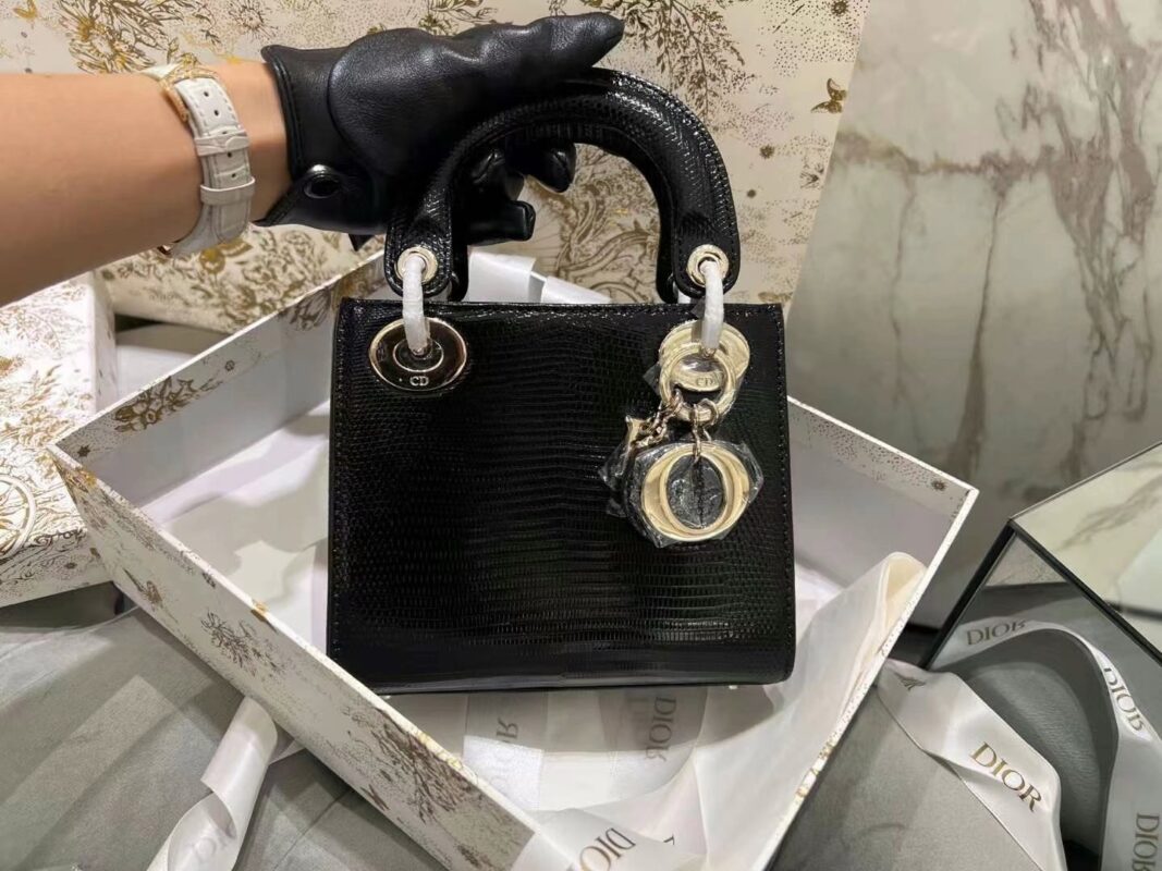 Mini Lady Dior Bag Black Lizard