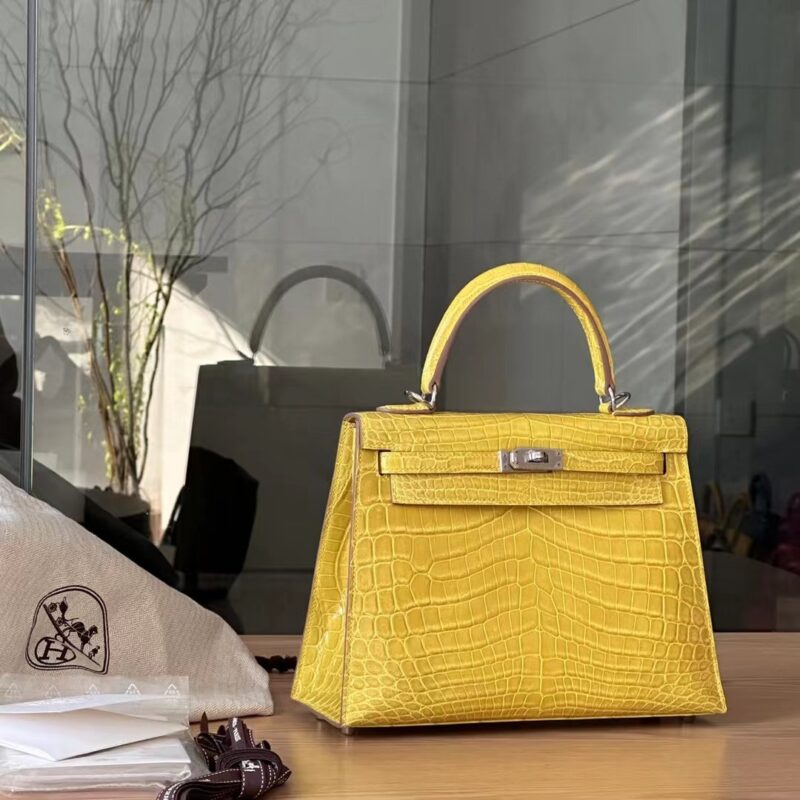 Kelly 28 Crocodile Jaune Ambre