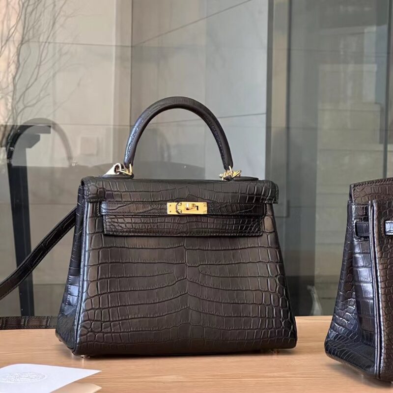 Kelly 28 Crocodile Noir