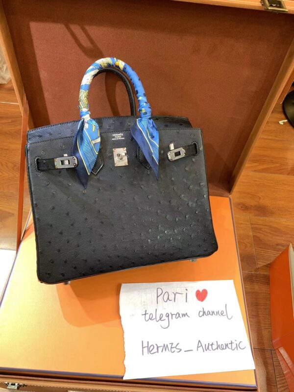 Birkin 25 Ostrich in Noir