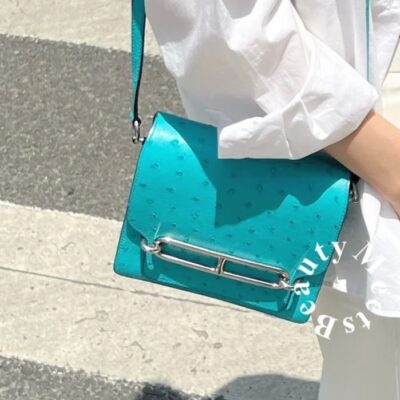 Roulis Mini Ostrich in Bleu Paon