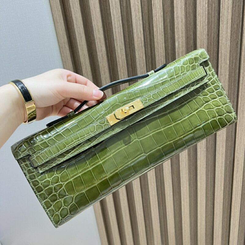 Kelly Cut Crocodile in Vert Veronese 6H