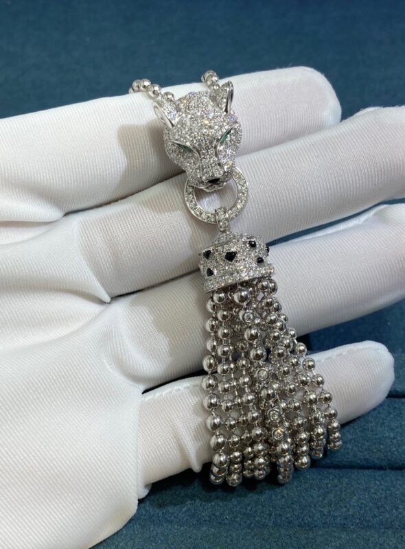 Leopard Necklace, White Gold