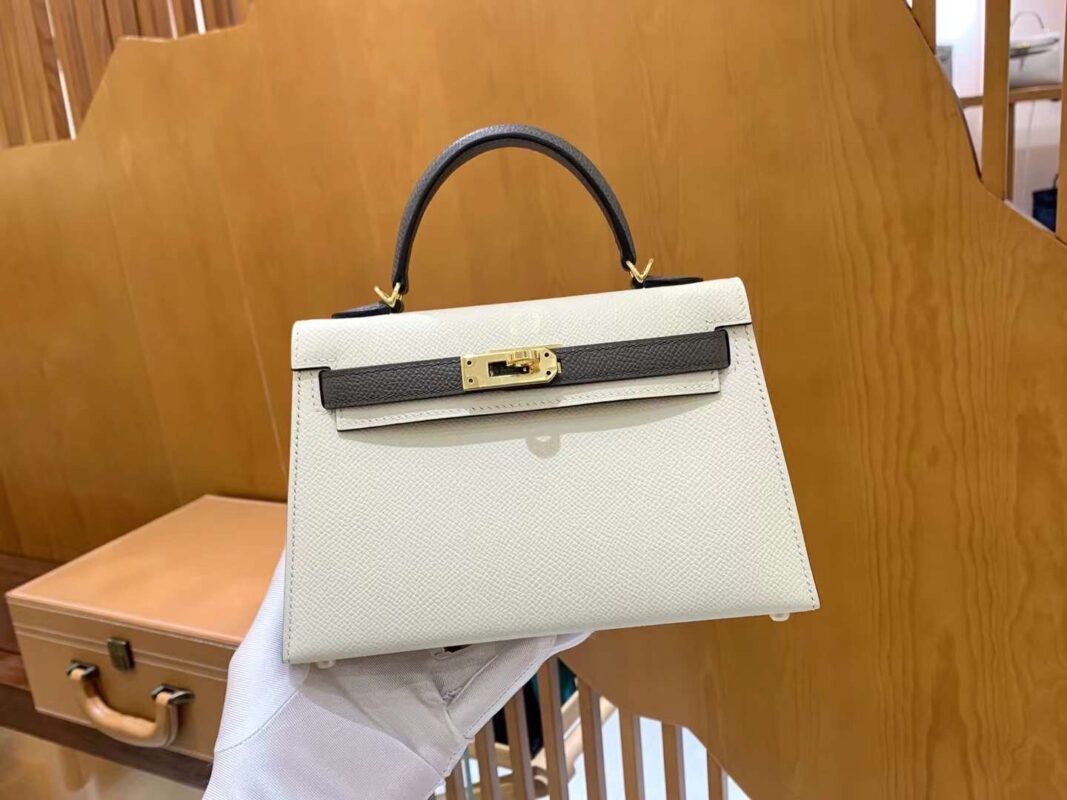 Mini Kelly 19 Epsom Craie&Etain