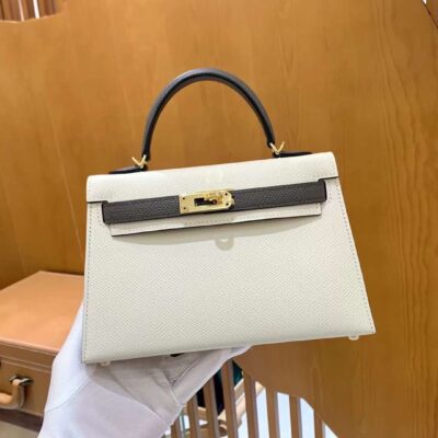 Mini Kelly 19 Epsom Craie&Etain