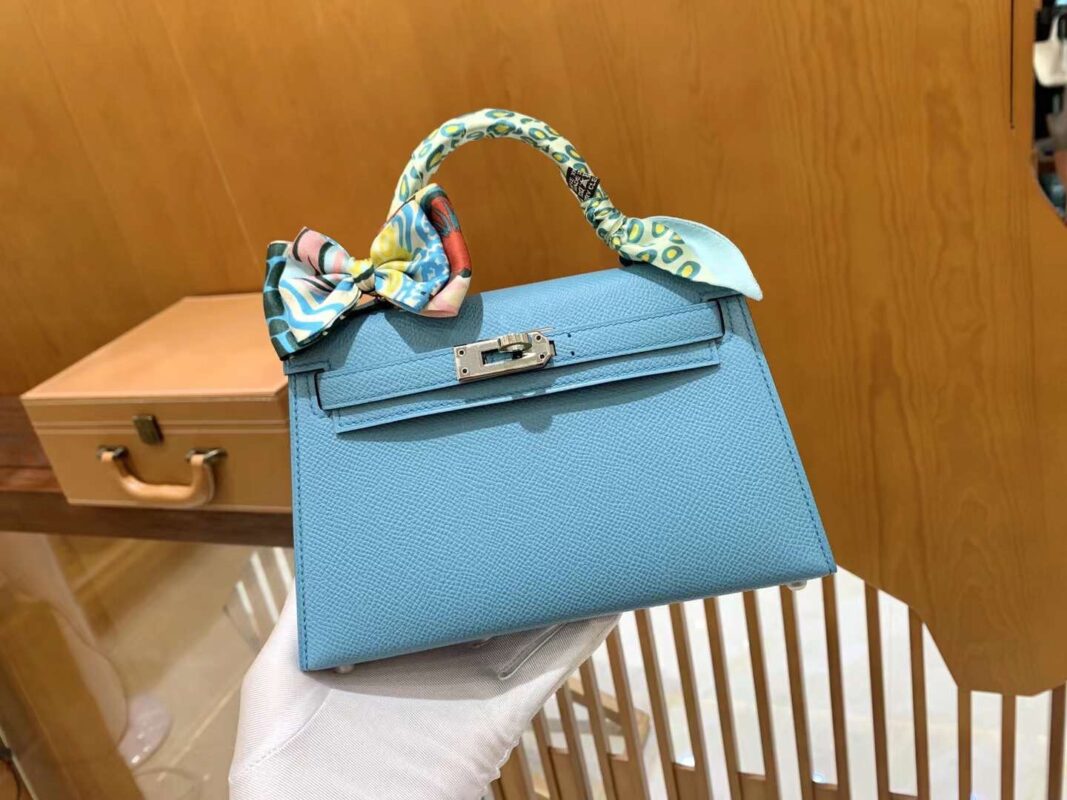 Mini Kelly 19 Epsom Bleu de Nord