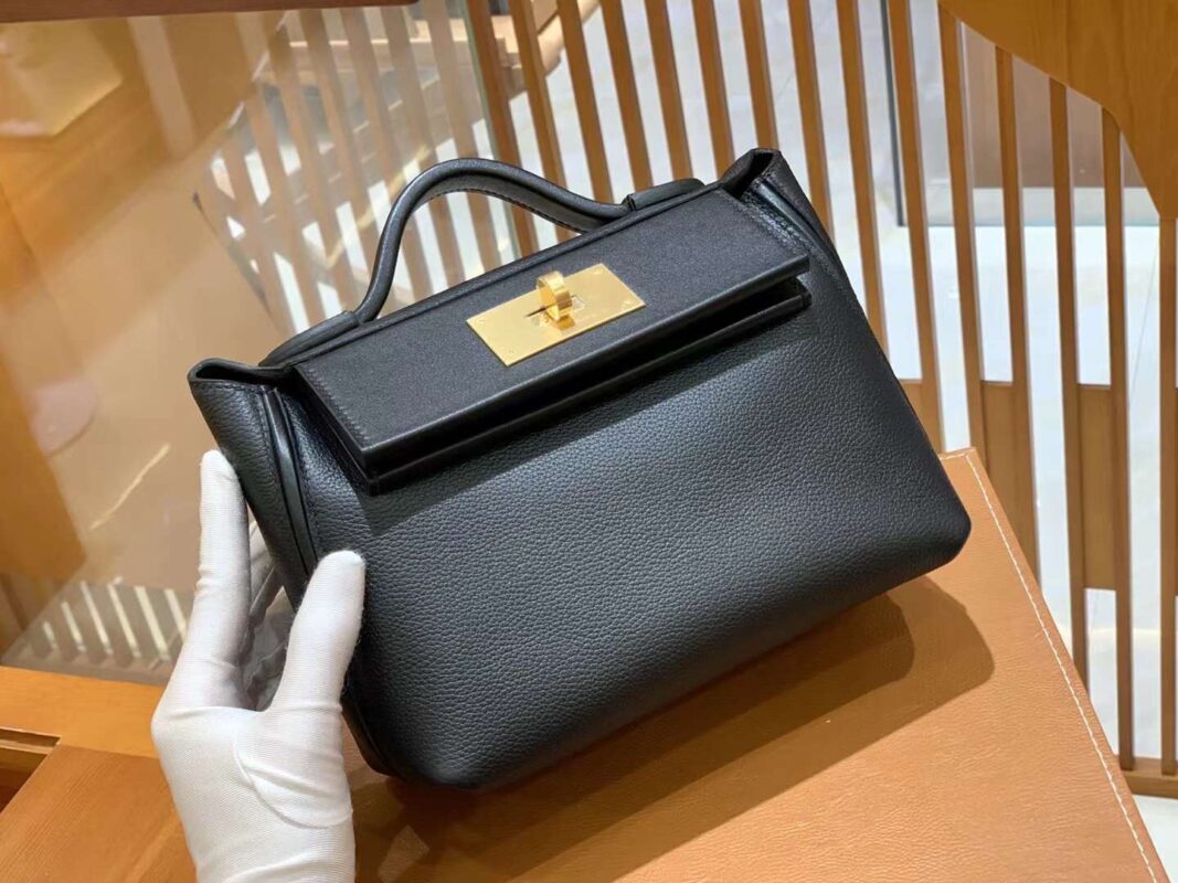 Hermes Mini 24/24 in Black Evercolor